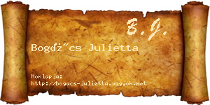 Bogács Julietta névjegykártya